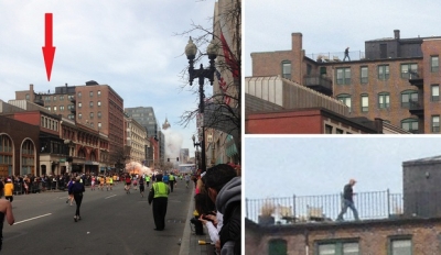 В интернете появилось фото человека, спокойно следившего за взрывами в Бостоне с крыши 