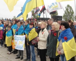 Жители Мариуполя в Киеве проводят митинг против демилитаризации поселка Широкино