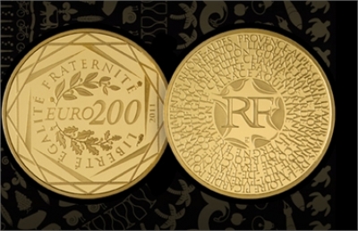 Франция выпустила золотую монету в 200 евро