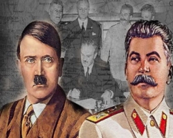 На День Победы в Полтаве раздавали листовки с изображением Сталина и Гитлера